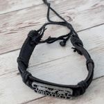 Leather? Tie Bracelet with Protect Animals Charm Black Photo 4