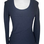Ann Taylor Navy Blue Textured Knit Scoop Neck Long Sleeve Top Sweater Tee S Photo 0