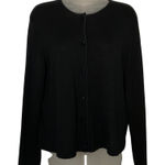 Talbots  Petites Womens 100% Silk Black Cardigan Sweater Size 14  Button Front Photo 0