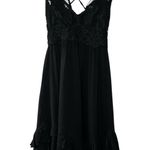 Free People  One Adella Slip Dress Black Lace Mini XS Boho Festival Ruffle Hem‎ Photo 3