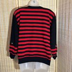 Vintage Amy Jess 1990s Y2K Red Black Striped Vneck Terrycloth Sweater Medium Photo 10