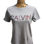 Calvin Klein  Women's Gray T Shirt Logo Print Short Sleeve Casual Tee M Photo 0