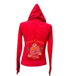 Juicy Couture VTG Y2K Terry Red Track Jacket Couture Conquers All Medium Hood Photo 3
