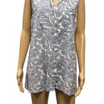 Dana Buchman Sleeveless Button Up Paisley Print Blue White Pocket Shirt Size XL Photo 0