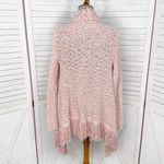 New York & Comp Fringe Hem Chunky Knit Open Cardigan Sweater Pink Medium Boho Photo 4