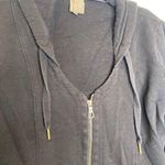 XCVI Black Mercantile Hooded Sweatshirt Jacket EUC Sz Lg Handkerchief Hem Cotton Photo 3