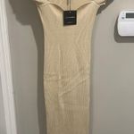 JLUXLABEL Tan Nude Tight Bodycon Midi Dress Photo 5