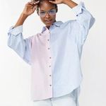 SO  mixed stripe oversized button down and bralette size medium Photo 0