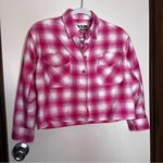 DIXXON Women's The Valentine Pink & White Plaid Crop Flannel Shirt Sz M Size M Photo 7