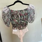 House Of CB  'Nina' Vinatge Floral Mesh‎ Gathered Bodysuit NWOT size XS Photo 5