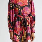 Farm Rio  Shiny Chita Floral Print Long Sleeve Mini Dress Size M Photo 0