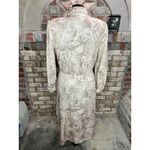 shirt dress jersey knit monochromatic tan brown cream leaf print swing skirt Size 12 Photo 3
