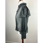 ZARA NWT  Black Sheer Burnout Dot Ruffle Mock Neck Long Sleeve Blouse Top Size S Photo 13