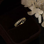Boutique 14k Gold Plated S925 Hollow Simulated Diamond‎ Ring, Adjustable Photo 13