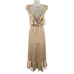 Show Me Your Mumu  Samantha Ruffle Wrap Dress Champagne Luxe Satin M Photo 4