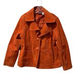 Chico's Jacket Women’s 3 (XL) Burnt Orange Suede Leather Collared Double Vintage Photo 0