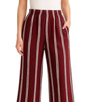 Honey Punch Wide Leg Boho Crop Pants Red & White Striped Trousers Size Small Photo 0