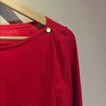 J.Crew Women’s Painter’s Tee Nautical Red Gold Buttons Wide Neck Size Medium Photo 3