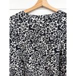 Chelsea & Theodore Womens Size 1X Black White Blue Fox Deer Print Boho Blouse Photo 3