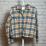 American Eagle Women's M Blue Orange Plaid Flannel Shirt Jacket 100% Cotton Size M Photo 2
