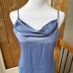 We Wore What  Elegant Blue Satin Cowl midi Slip Dress spaghetti straps XS summer Photo 3