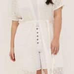 Torrid Ivory White Crochet Tie Waist Longline Duster Short Sleeve Sweater 3X 4X Photo 0