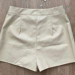Missguided ivory seam detail faux leather shorts Photo 5