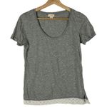 J.Crew  Light Gray Scoop Neck Lace Trim Short Sleeve T-Shirt S Photo 0