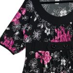 Studio 1940  L Dress Black Pink Floral Polyester Stretch Cottagecore Romantic Photo 1
