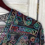 Jeannie Rainbow Embroidered Sheer Button Front Cardigan Shirt Black Medium Black Photo 1