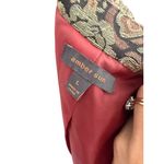 AMBER SUN Multicolor Brocade Rose Print Blazer Jacket Size Large Gold Photo 2