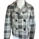 H&M Womens  Divided Plaid Lightweight Peacoat Jacket Pea Coat - Sz 38 ( Sz S ) Photo 0