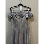 XScape Women's Off the Shoulder Ruffle Metallic Glitter Gown has Pockets size 14 Photo 5