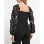 EXPRESS  Black Sheer Lace Balloon Sleeve Cropped Sweetheart Top Small NWT Photo 7
