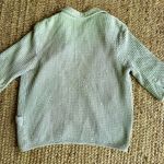 Sea foam green waffle knit cardigan with chore pockets & pearly buttons Size L Photo 3