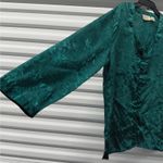 Victoria's Secret Vintage Victoria’s Secret Satin Jacquard Pajama Top Women's Small Green 90's Y2K Photo 3