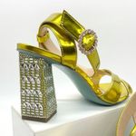 Betsey Johnson Women's Sb-Bell Heel Silver Rhinestones Gold Sandals Photo 2