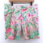 Lilly Pulitzer Pull On Golf Shorts Size 14 Tropical Leaf Print Preppy Stretch Photo 1