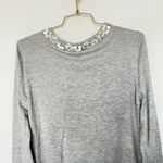 Beatrix Ost Floral Beaded Sweater Size Large Gray Long Sleeve Photo 3