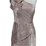 AQUA One Shoulder Mini Sheath Cocktail Dress Size 6 Pink and Metallic Gold by Photo 0