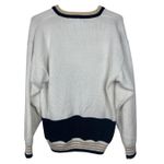 Vintage Quantum Sportswear Medium Tennis Sweater V Neck White Black Gold Knit Photo 5