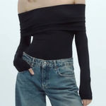 ZARA  NWT off shoulder long sleeve stretchy bodysuit fitted top Photo 0