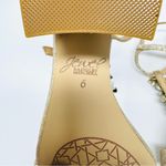 JEWEL BADGLEY MISCHKA gold glitter and CZ ankle wrap block sandals, size 6 Photo 9