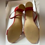 NEW Open Toe Low Chunky Short Heels Ankle Strap Block Wedding Pump 7.5 Red Photo 4