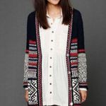 Free People  Annabelle Knit Nordic Longline Cardigan Navy/Red/White Sweater Photo 0