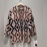 JODIFL  Black Brown Tan Geometric Oversized Cardigan Sweater Sz Small Photo 1
