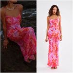 RUMORED Vintage Slip Maxi Dress In Watercolor Pansy Pink Size L Photo 1