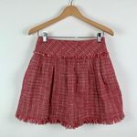 BCBGMAXAZRIA Tweed Fringe Pleated Skirt 0 Photo 0
