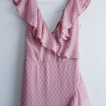 Lulu's Fearless Love Rose Swiss Dot Maxi Ruffle Dress Pink Size XL Photo 2