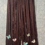 Johnny Was  Women Size XL Velvet Wide Leg‎ Pant Large Butterfly Embroidered Brown Photo 0